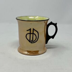 Antique Coffee Cup Art Deco Peach Lusterware Shaving Mug Monogram 1926 Inscribed